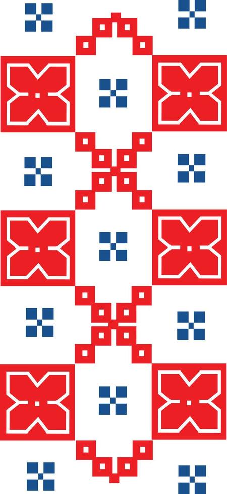 Ukrainian traditional ornament, repeating pattern of red and blue elements vector