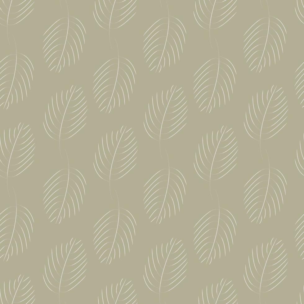 Scattered leaves mono style seamless pattern, simple lino style foliage, minimalist repeating backdrop pattern, perfect for packaging, paper, fabric printing vector