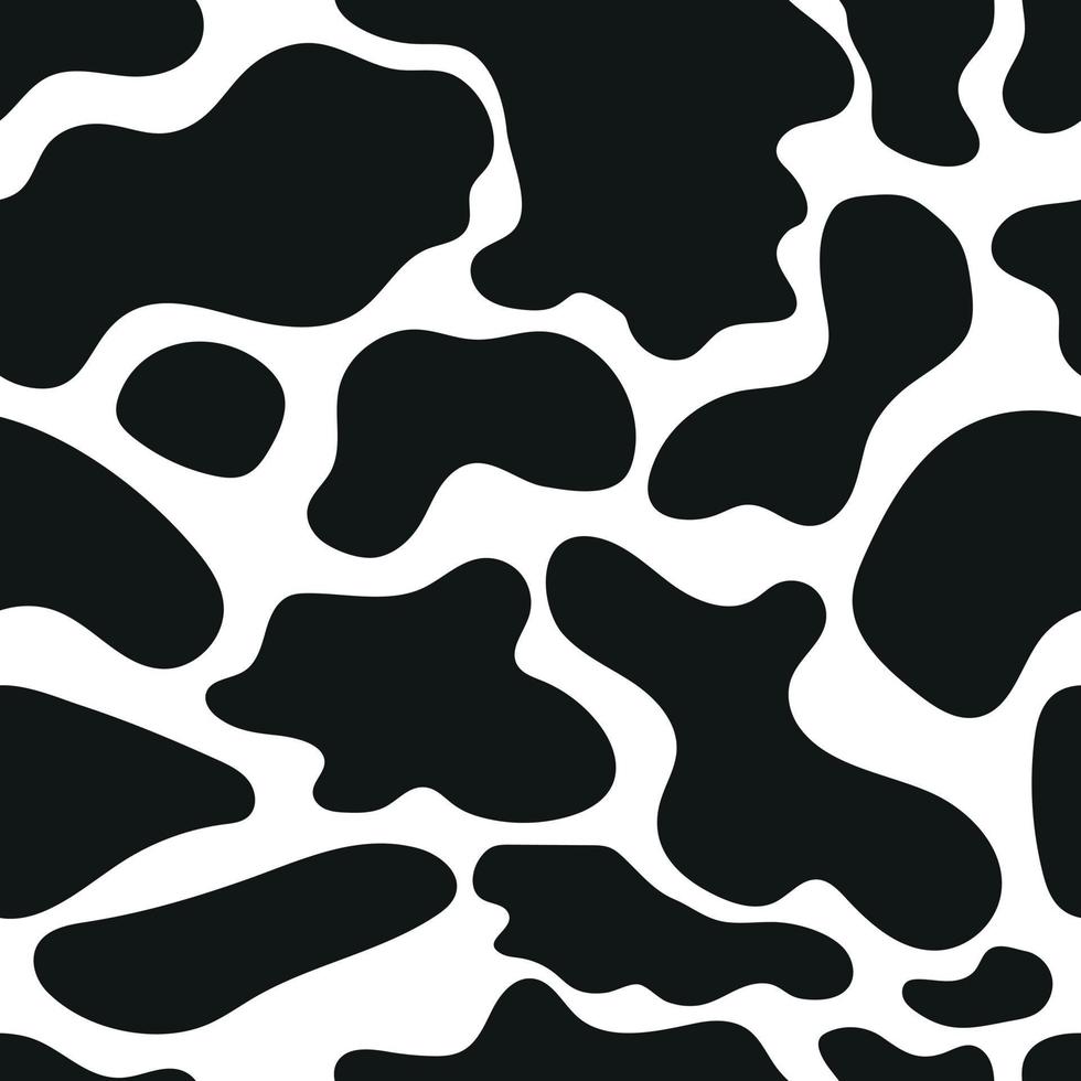 Cowhide seamless pattern, black spots on a white background, simple minimalism pattern vector