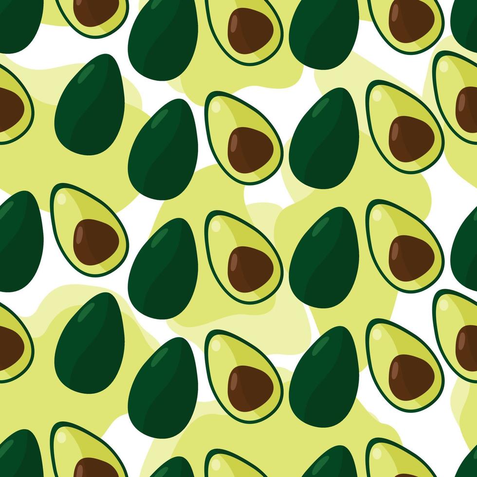 Avocado pattern seamless in flat style, minimalistic background with avocado halves on white background vector