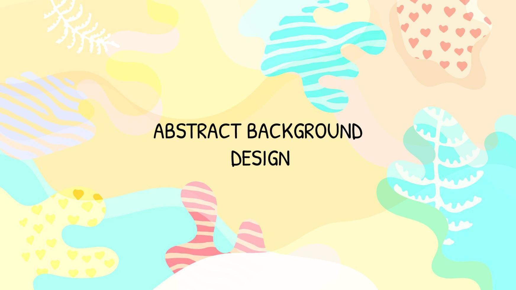 Abstract colourful geometric vector background. Liquid pleasant forms with hand-drawn elements. Bright sea colours. Children kids design, summer, sea, beach. Vector
