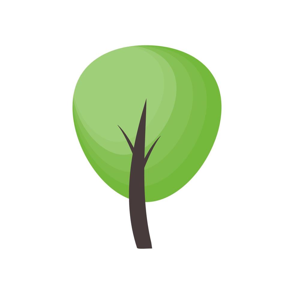 Green tree round crown. Simple tree. vector