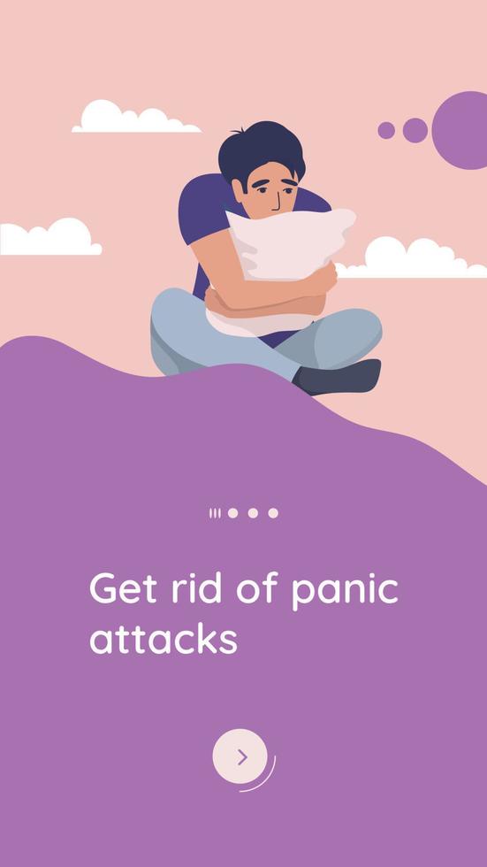 Deshágase del banner de la aplicación de ataques de pánico. ilustración para psicología de aplicaciones móviles y ayuda con el estrés vector