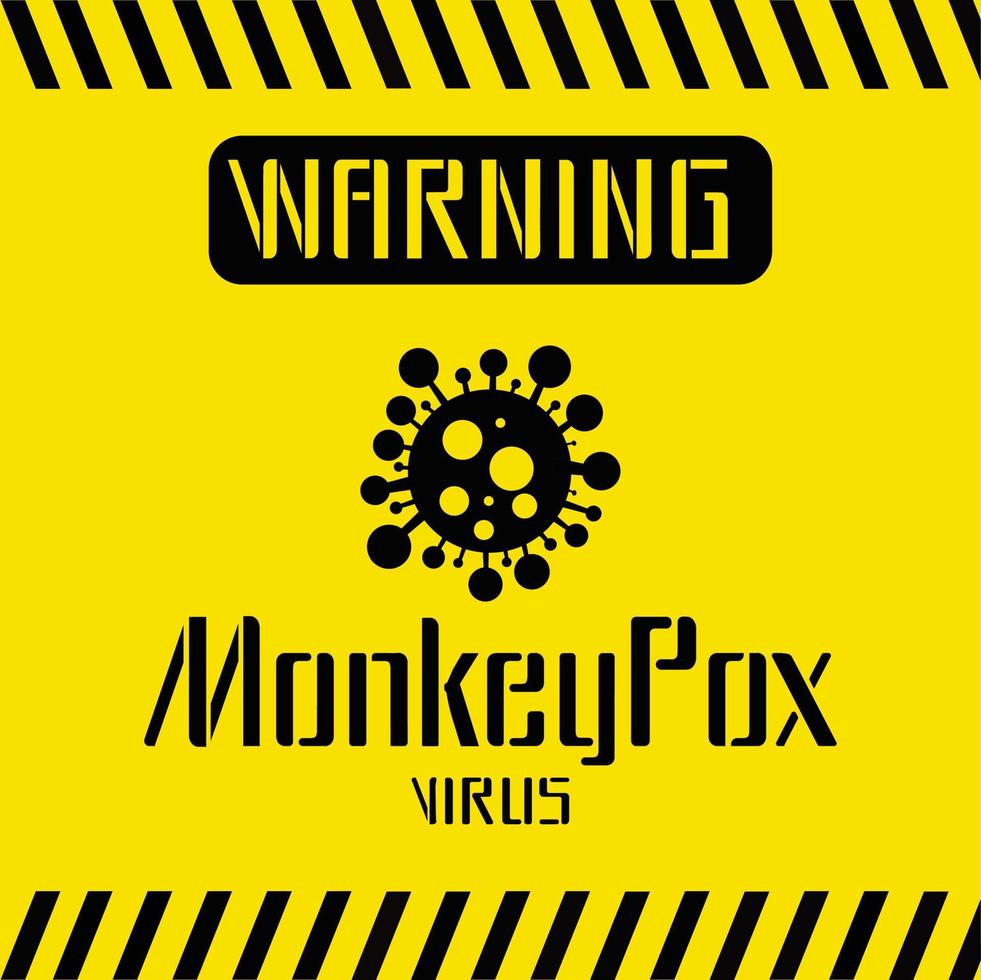 Monkeypox virus or monkeypox. Stop virus belongs to the genus Orthopoxvirus of the Poxviridae family. infection. Warning. Vector monkeypox symbol or icon.