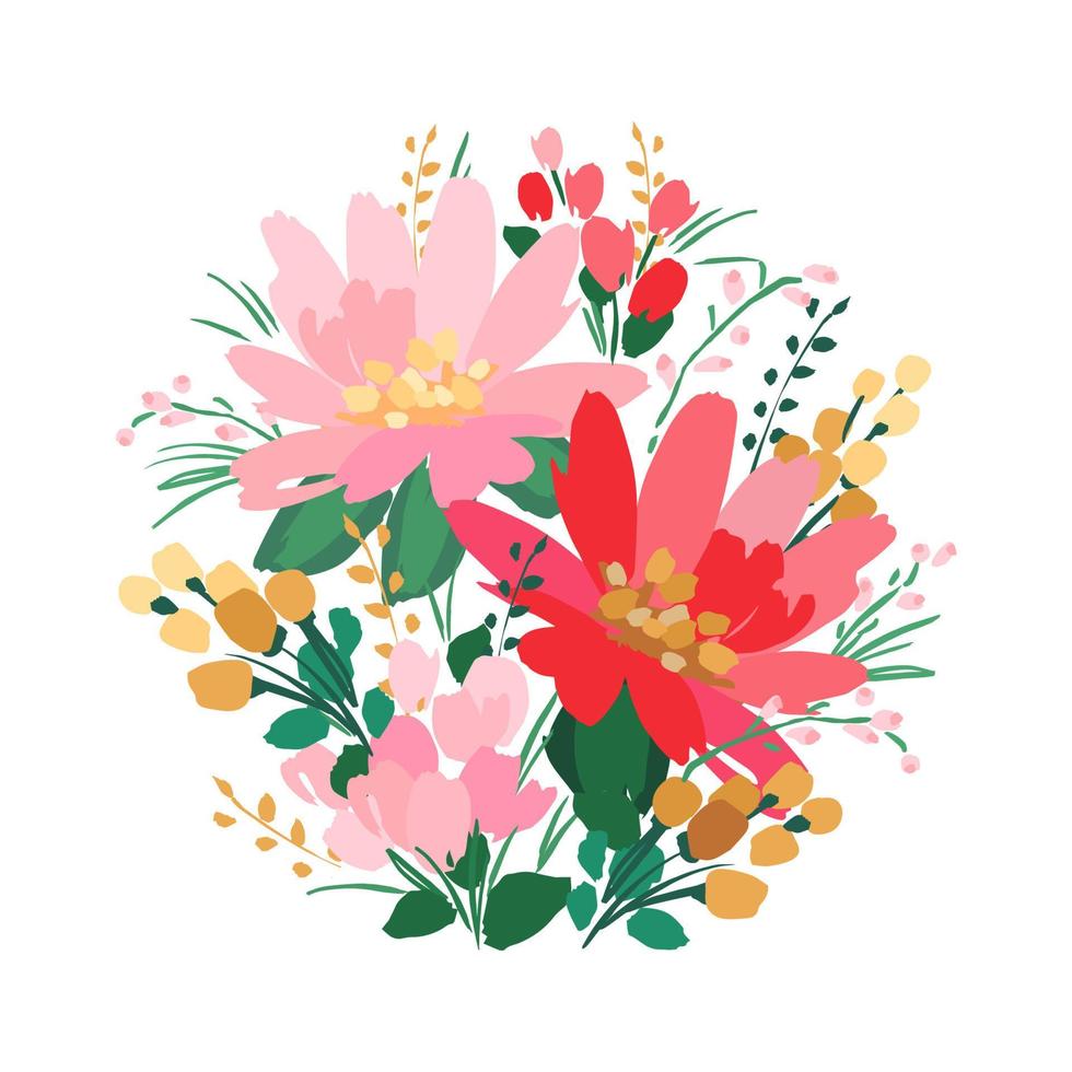 vector diseño floral aislado con lindas flores. plantilla para tarjeta, afiche, volante, camiseta, decoración del hogar y otros usos.