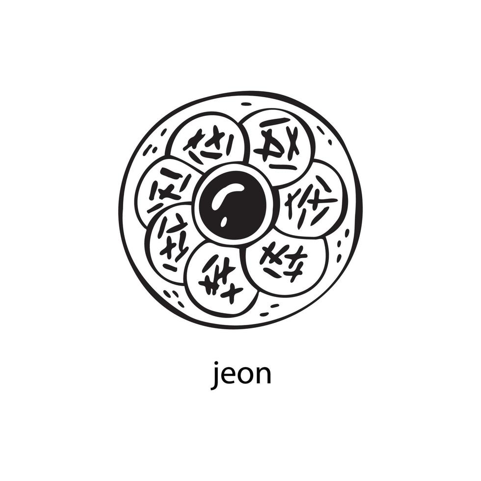 Vector illustration of a South Korean dish - jeon. Dishes for Christmas and New Year.