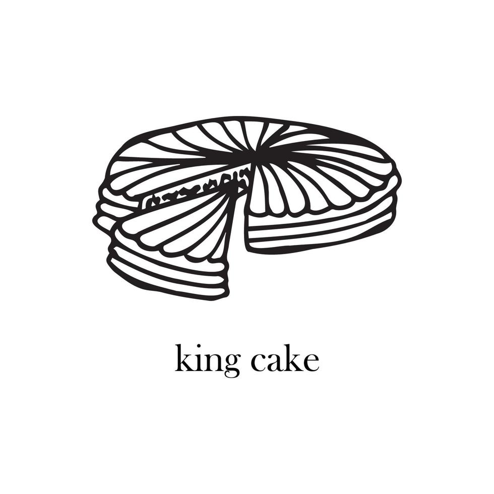 Vector illustration of a French dish - king cake. Dishes for Christmas and New Year.