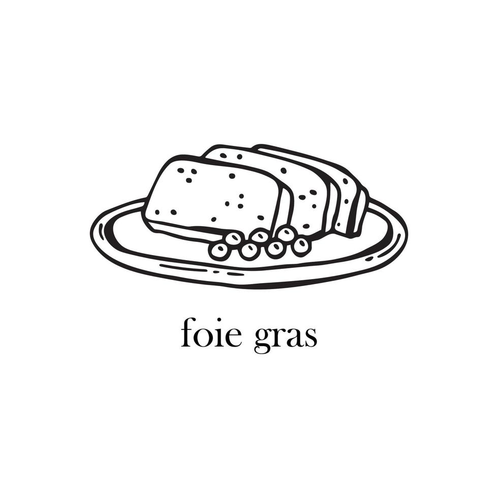 Vector illustration of a French dish - foie gras. Dishes for Christmas and New Year.