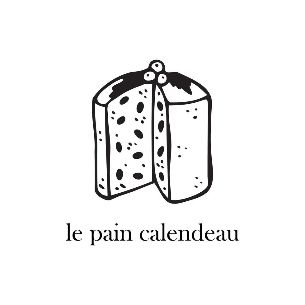 Vector illustration of a French dish - le pain calendeau. Dishes for Christmas and New Year.