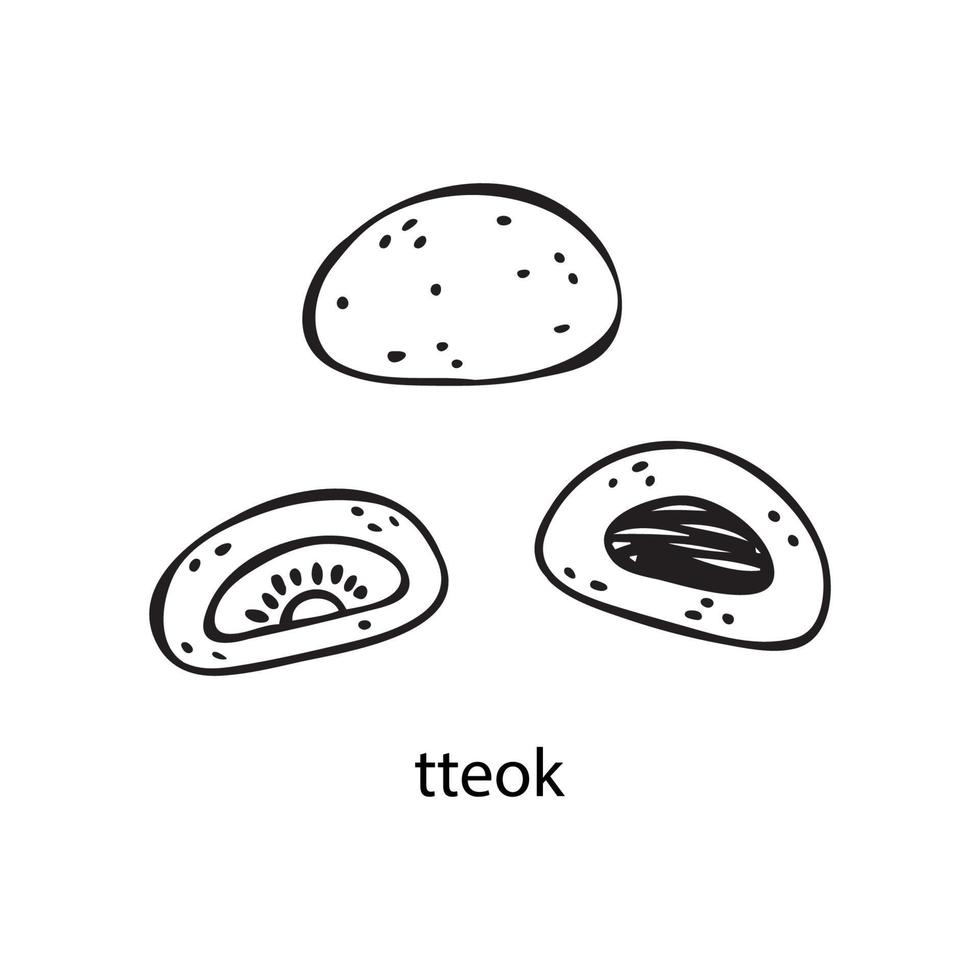 Vector illustration of a South Korean dish - tteok. Dishes for Christmas and New Year.