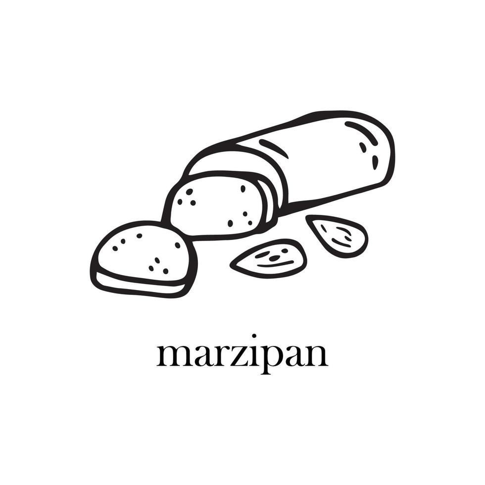 Vector illustration of a Christmas dish - marzipan. New Year's food.