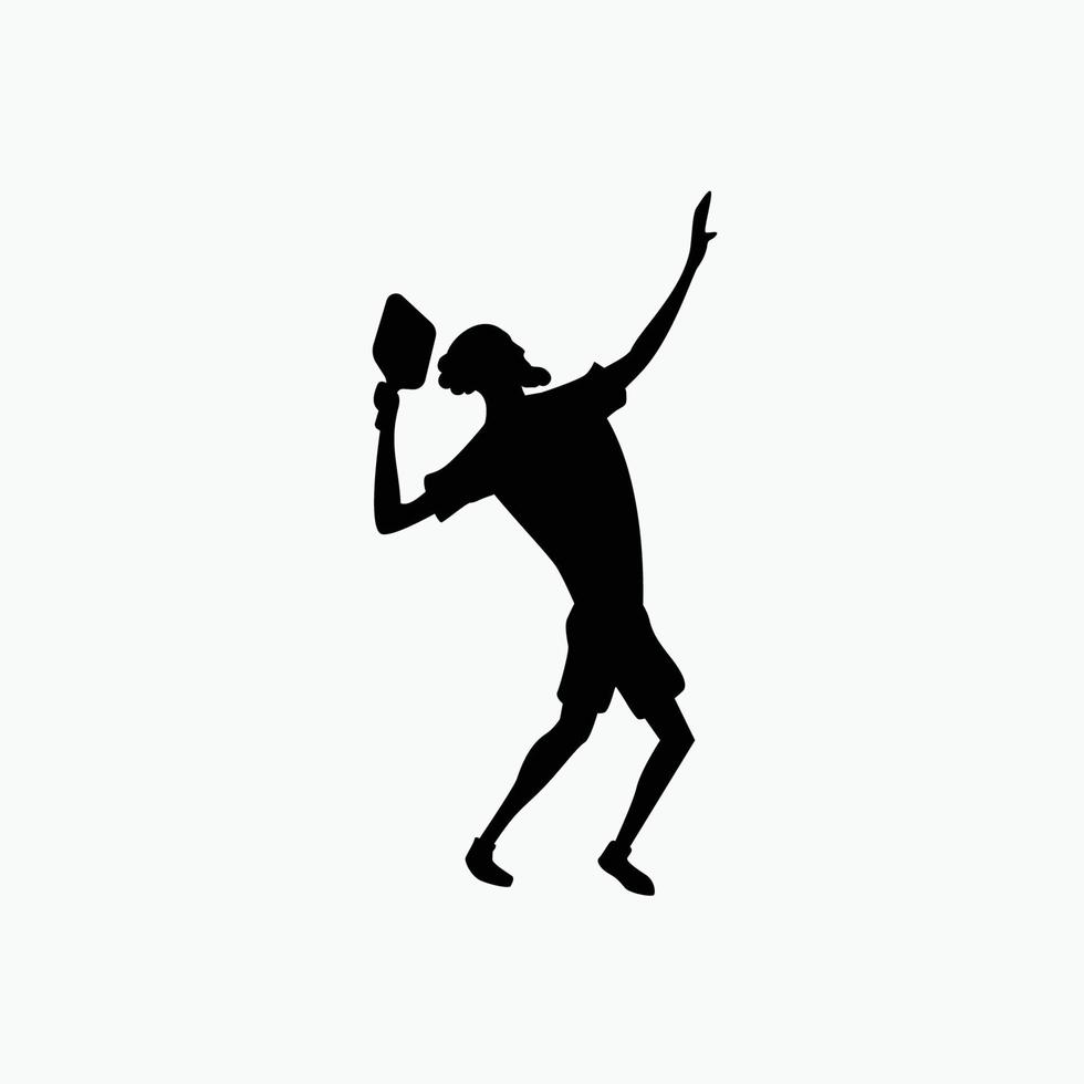 Pickleball silhouette vector graphic with an old man playing pickleball.