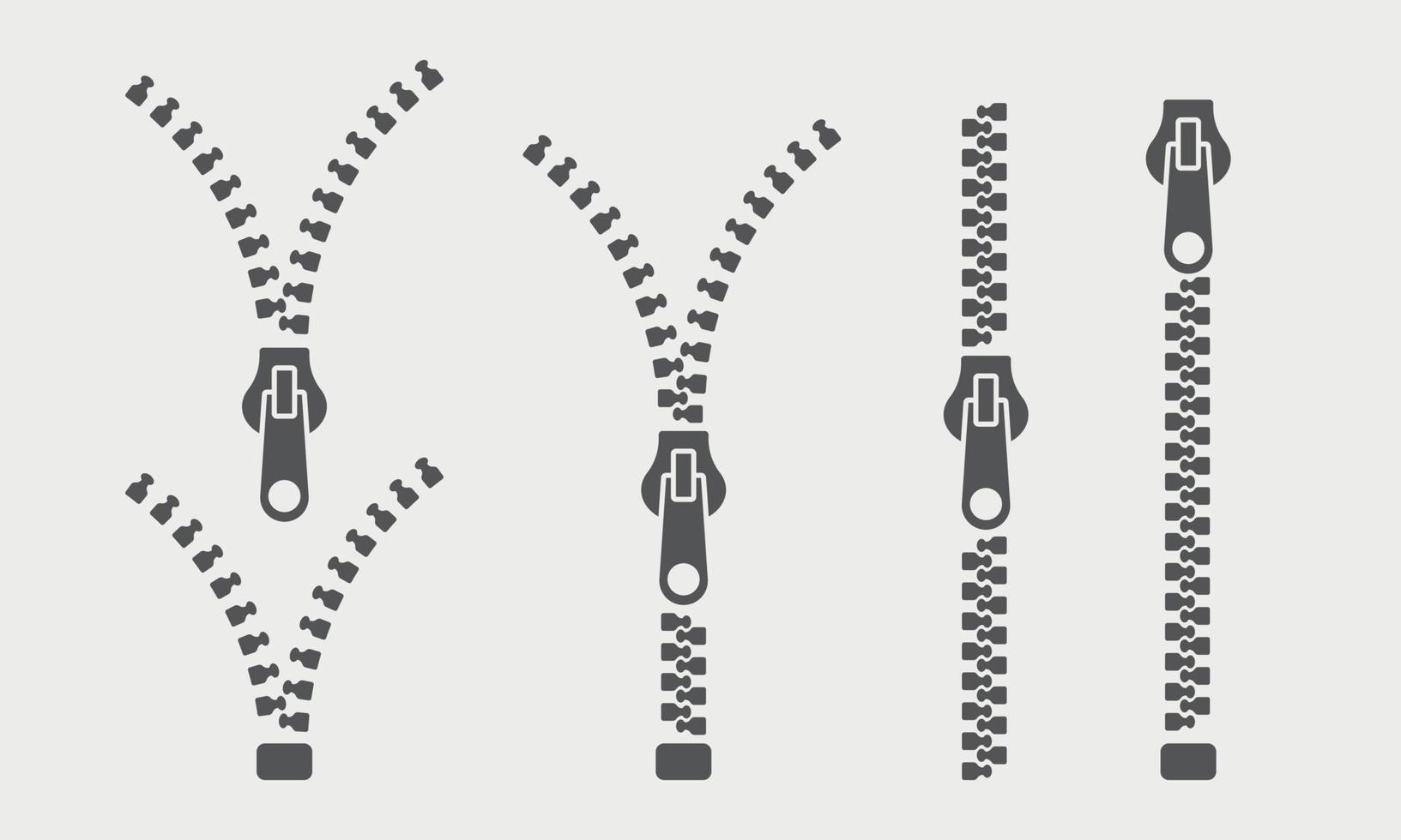 Closed and open zipper glyph. Vector illustration on white background