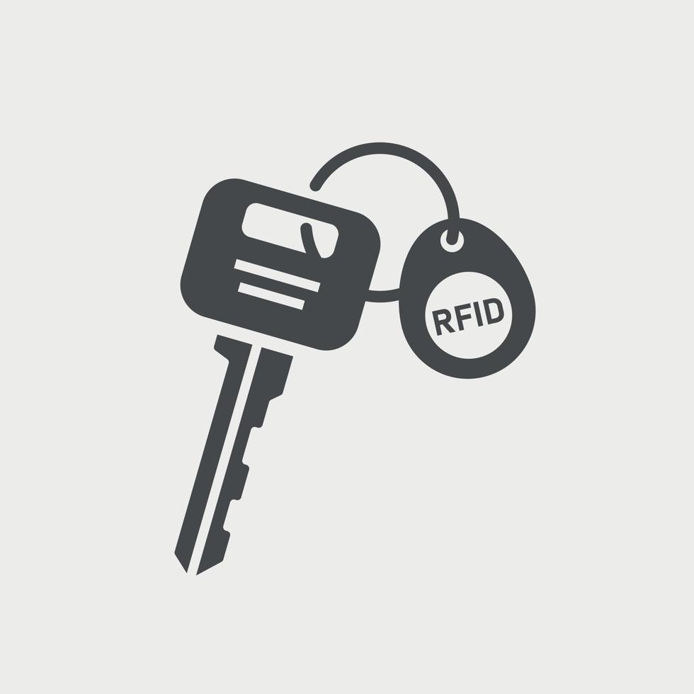 manojo de llave de puerta y llave de etiqueta rfid. ilustración de glifo. vector aislado sobre fondo blanco