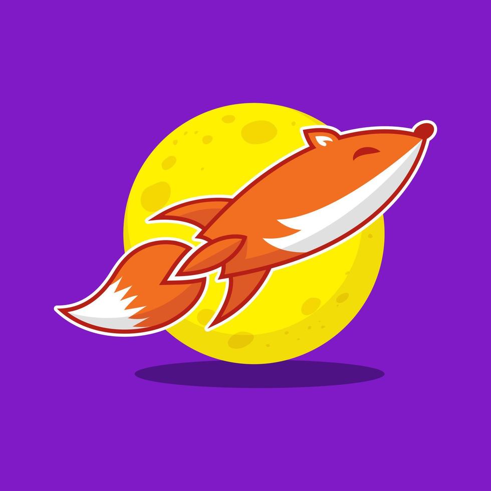 Flying rocket fox cartoon mascot vector