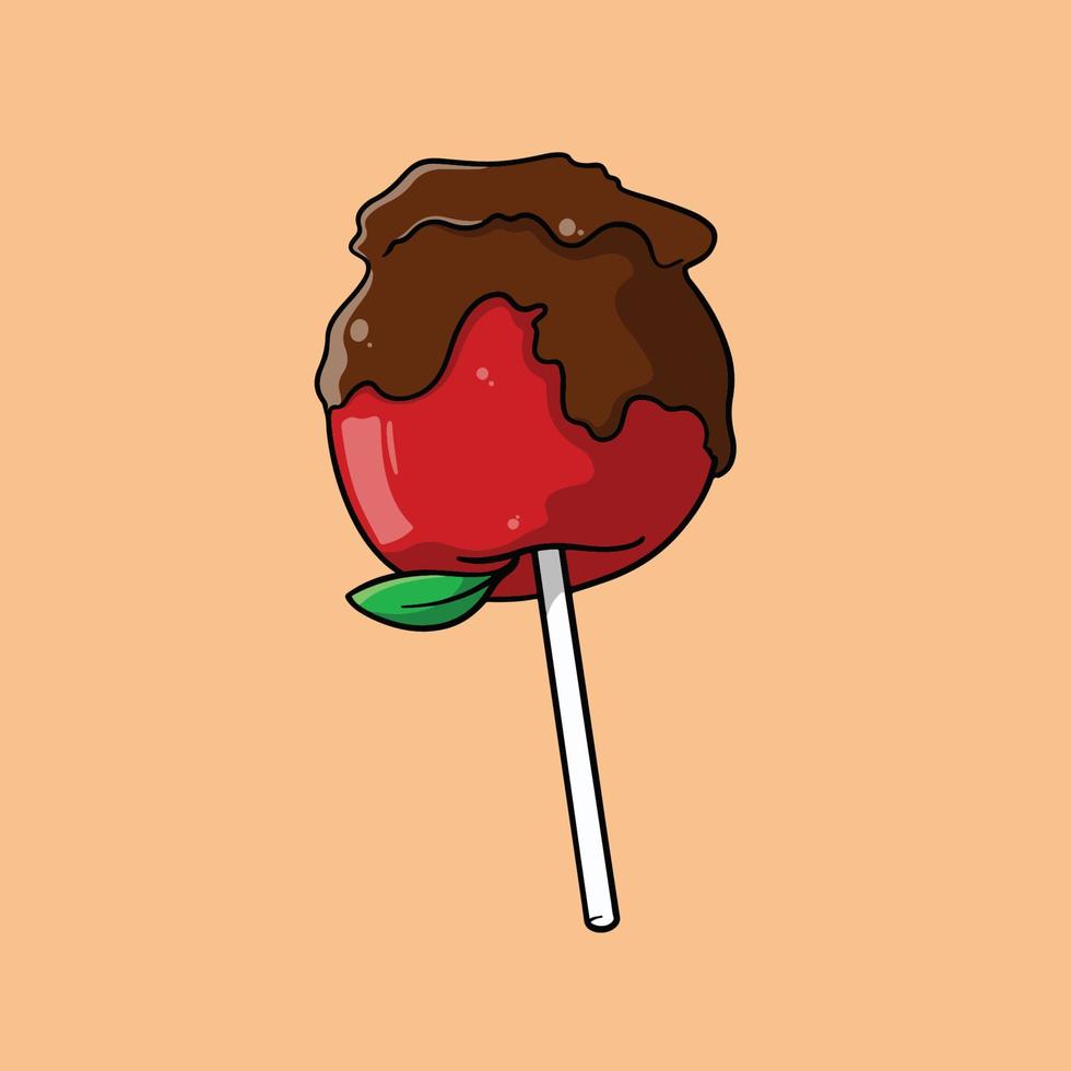 caramelo de manzana de chocolate de dibujos animados vector