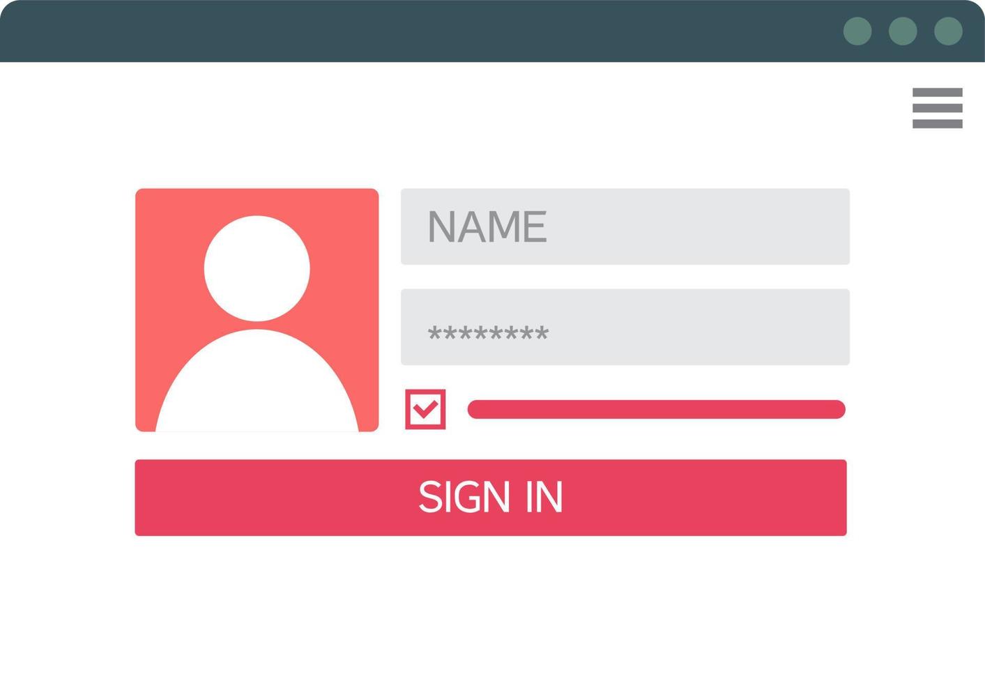 Login Form UI UX Web Design Template vector