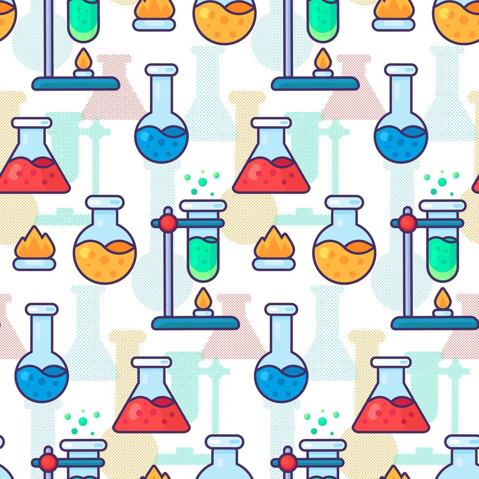 Chemical science lab tool seamless pattern vector