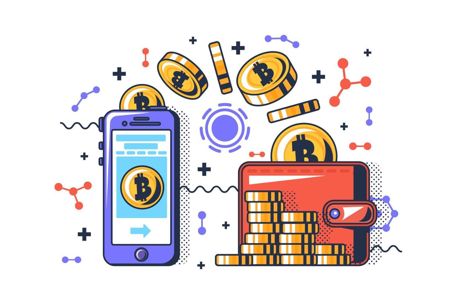 Cryptocurrency payment and trading business vector