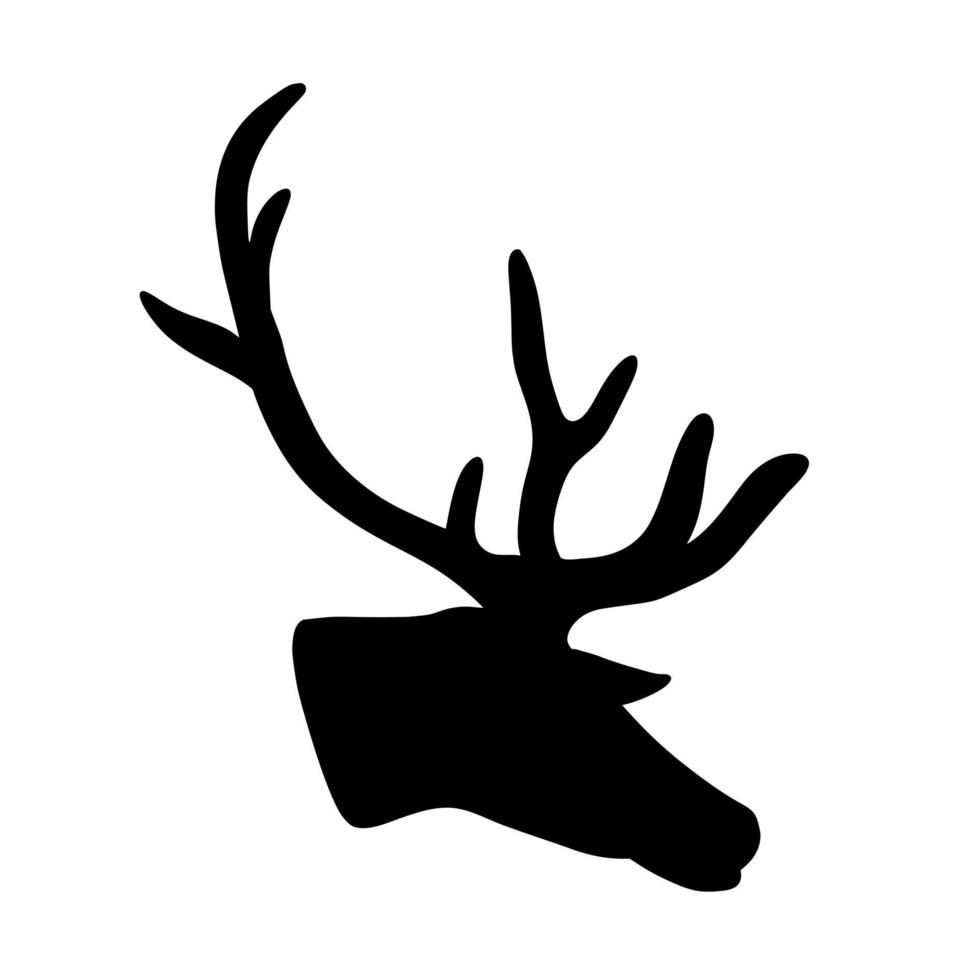 Deer head black silhouette on white background vector