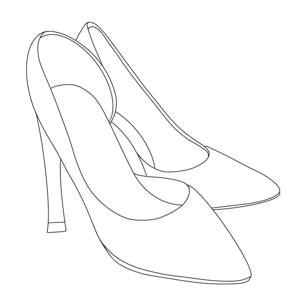 zapatos mujer línea negra arte vector ilustración