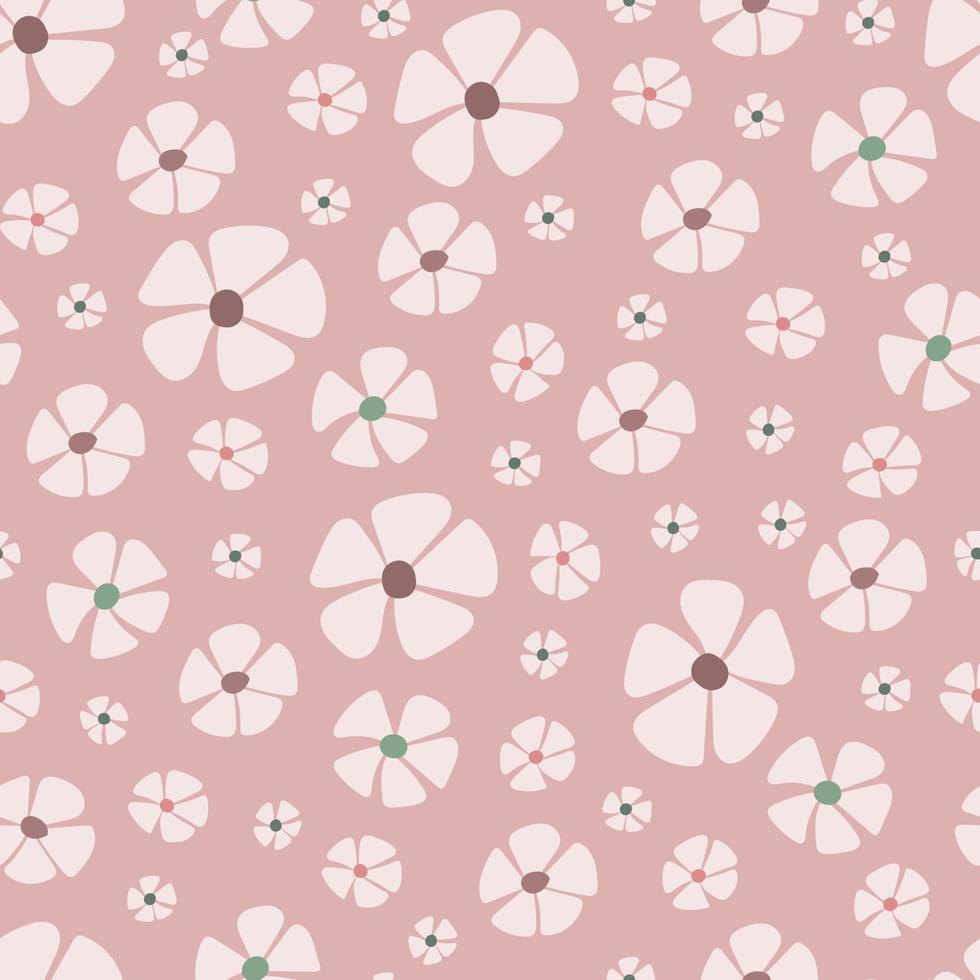 Seamless pattern of daisies on a pink background vector