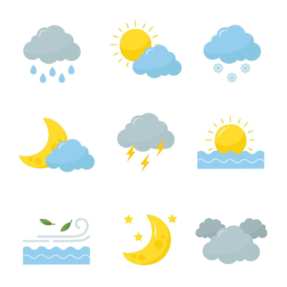 conjunto de iconos de clima lindo colorido. vector