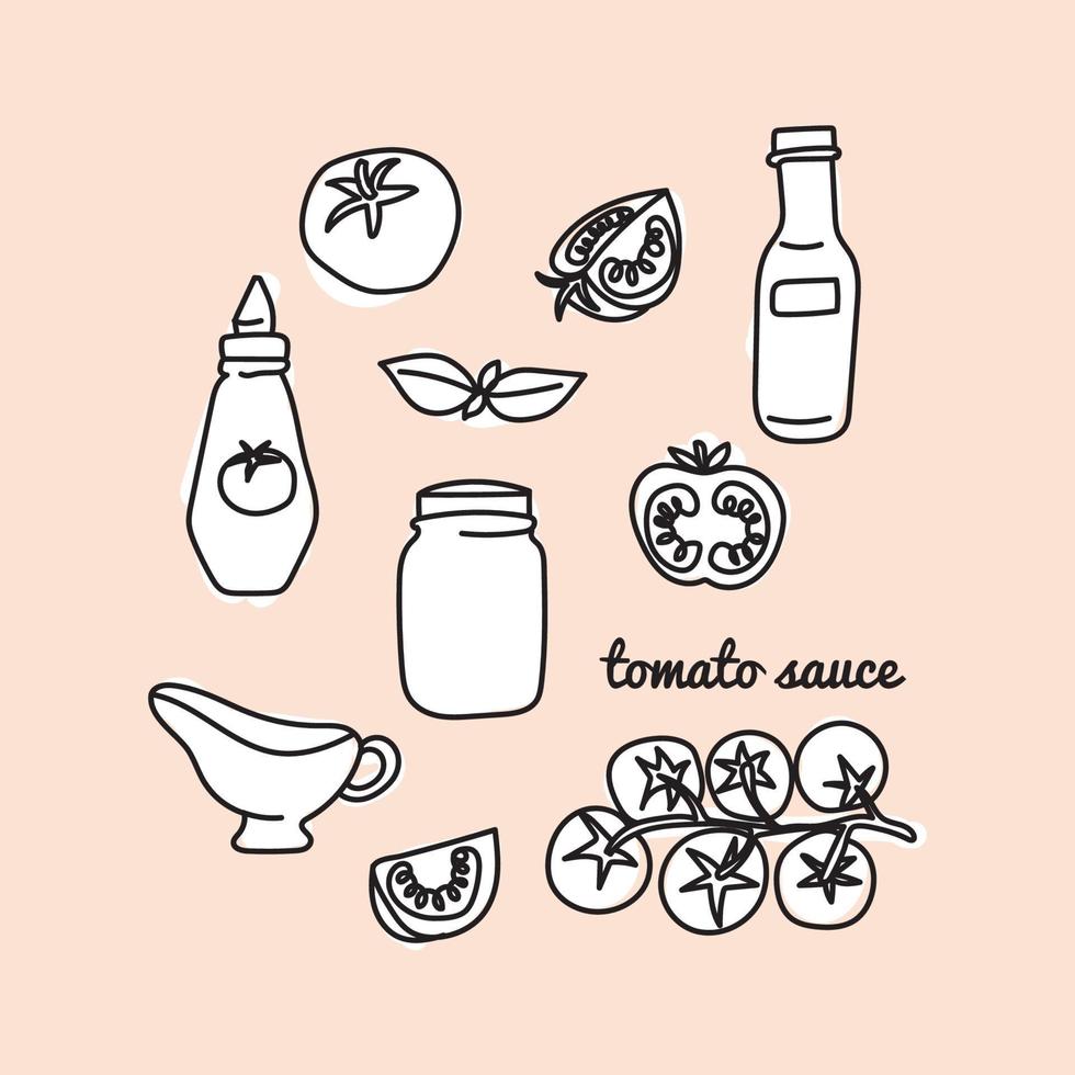 Black and White Tomato Sauce Doodles vector