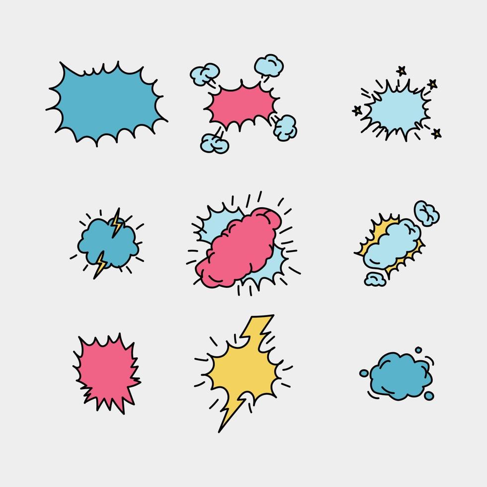 Set of Outlined Blasts vector