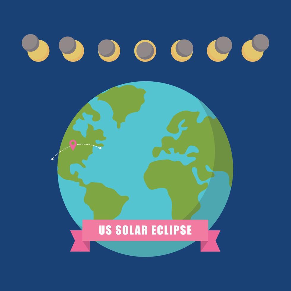 Flat Illustration of a US Solar Eclipse vector