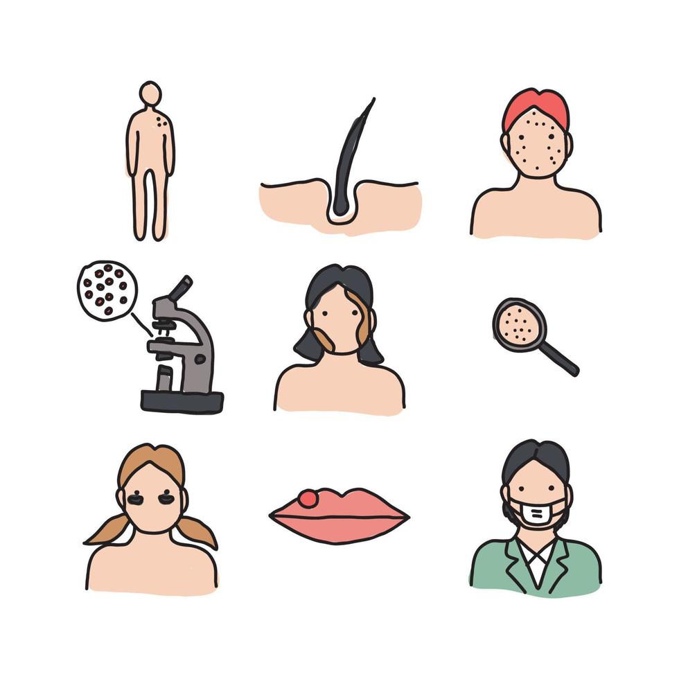 Dermatology Doodled Icons vector
