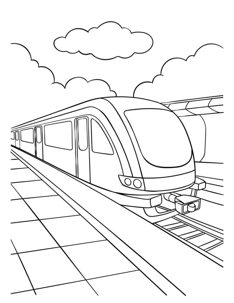 tren para colorear para niños vector