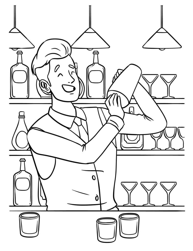 Bartender Coloring Page for Kids vector