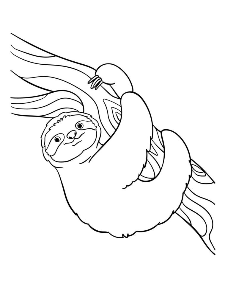 Sloth Isolated Coloring Page for Kids vector