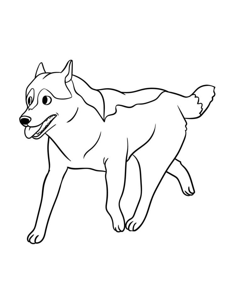 Siberian Husky Isolated Coloring Page for Kids vector