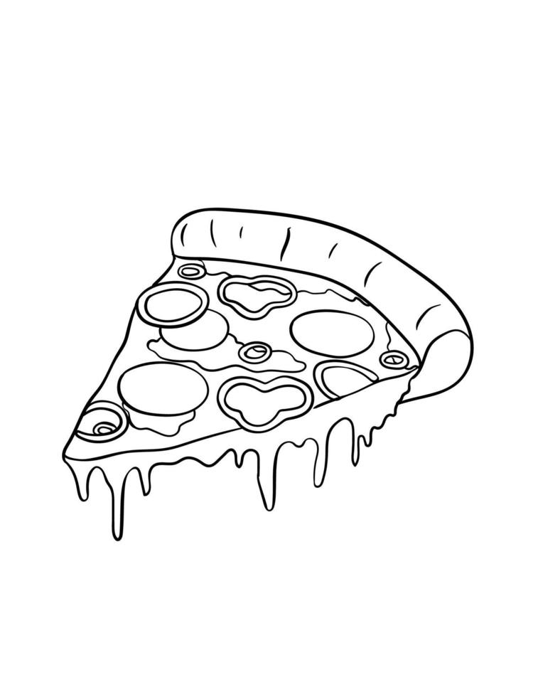 Pizza Isolated Coloring Page for Kids vector