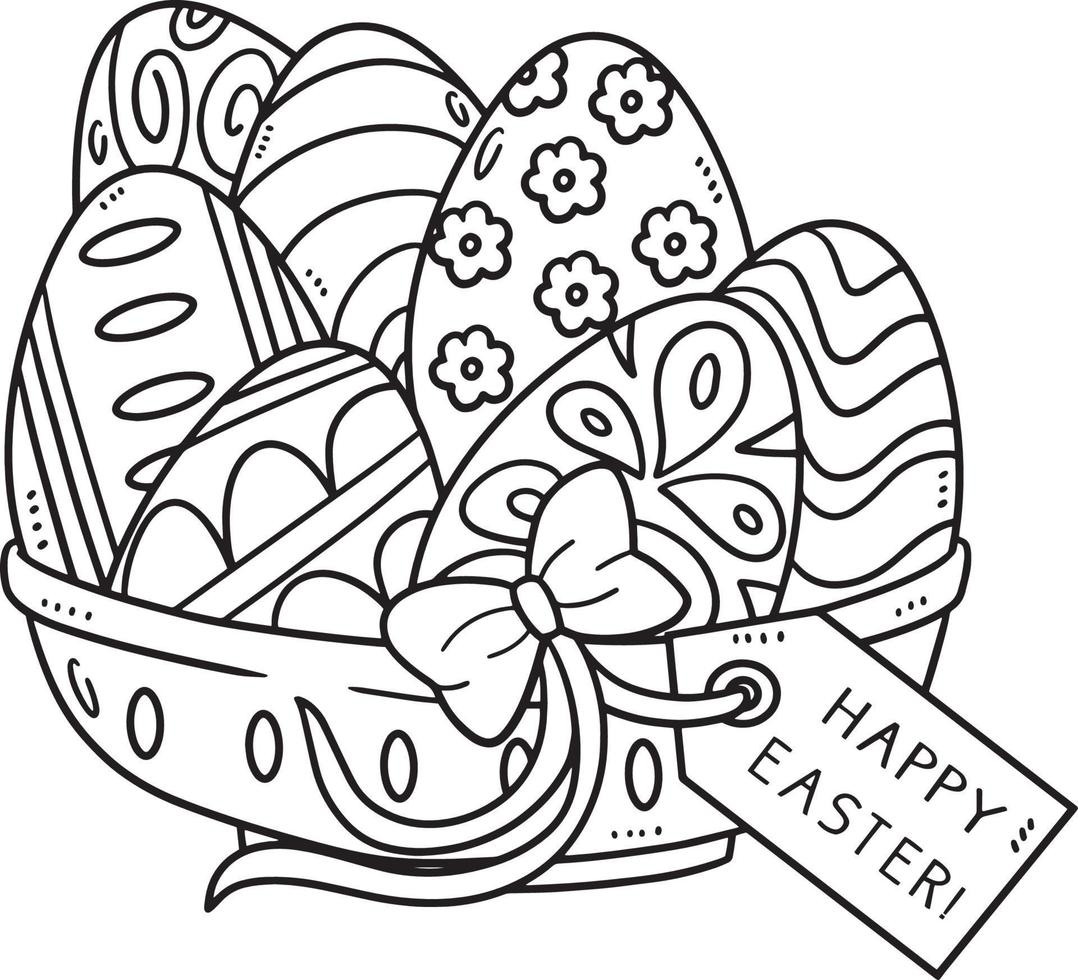 Happy Easter Egg Basket Isolated Coloring Page 13801488 Vector Art At happy-easter-egg-basket-isolated-coloring-page-13801488-vector-art-at
