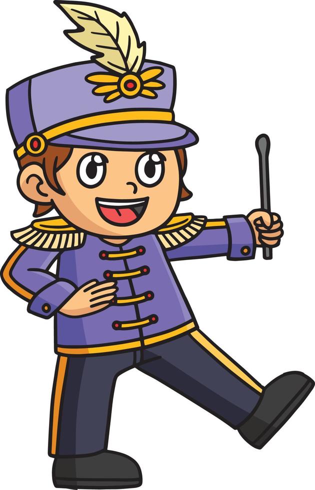 Mardi Gras Boy Marching Band Cartoon Clipart vector