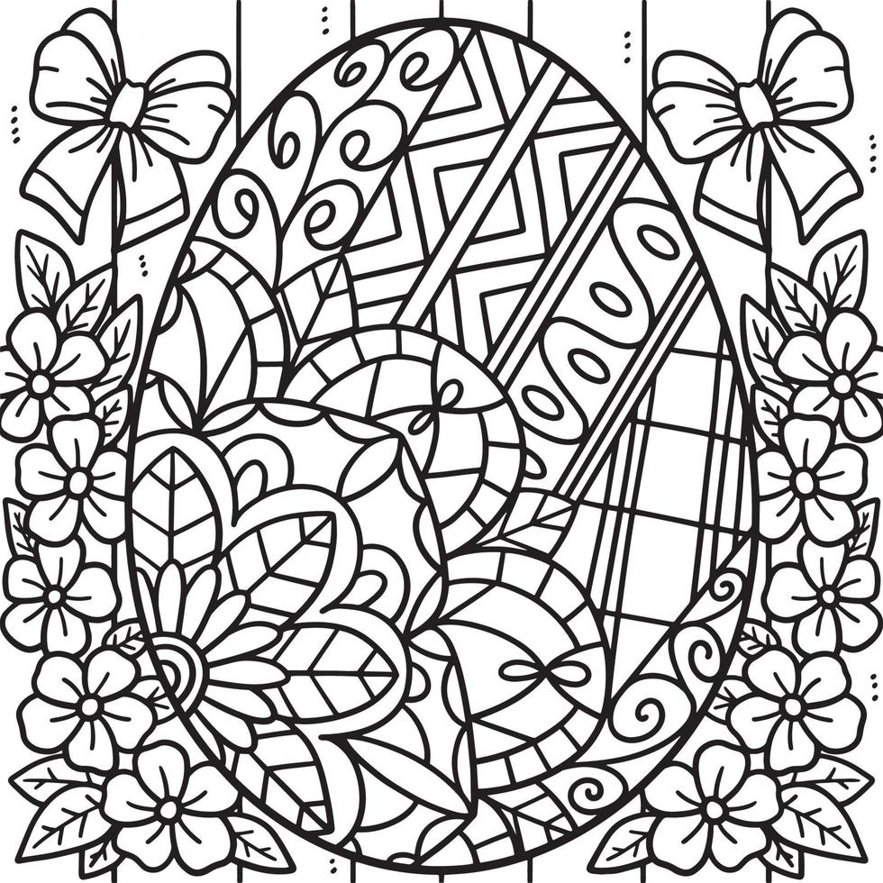 Easter Egg Mandala Coloring Page for Kids vector