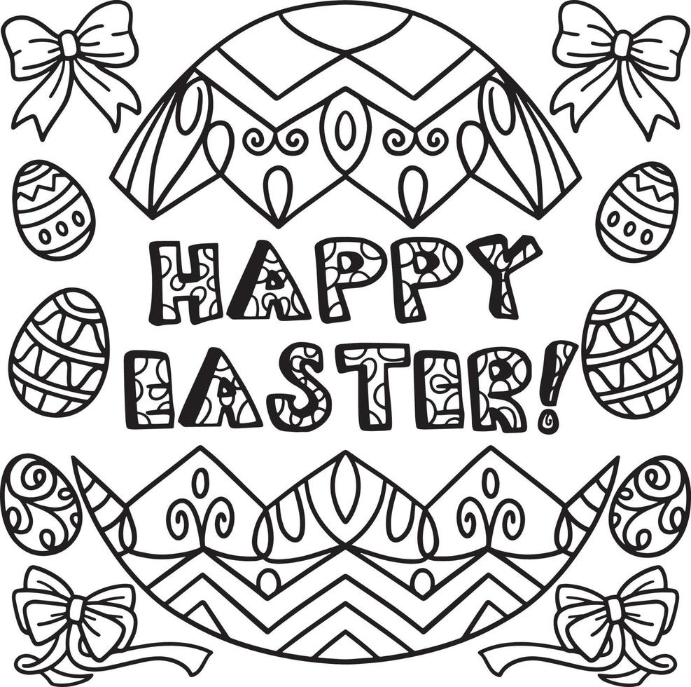 Happy Easter Coloring Page for Kids vector