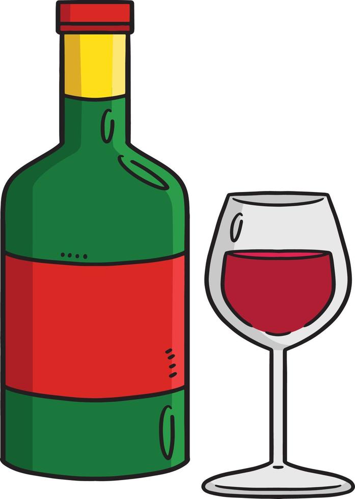 dibujos animados de vidrio y vino clipart coloreado vector