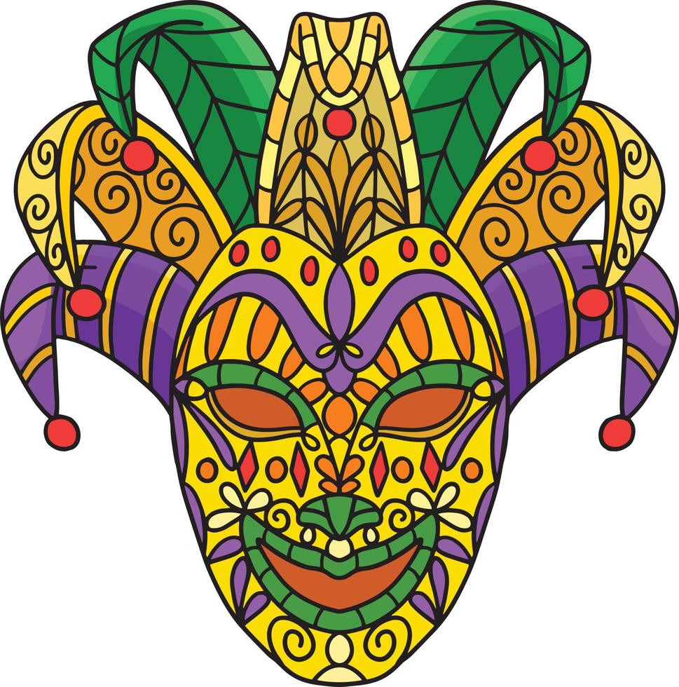 mardi gras bufón mascara dibujos animados color clipart vector