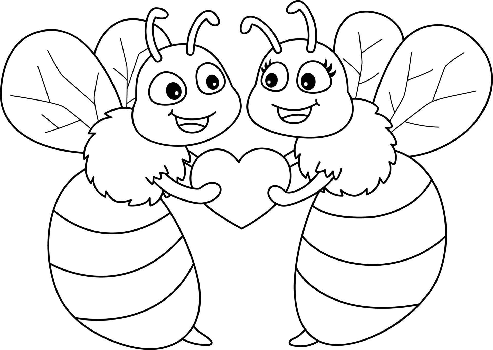 bee-my-valentine-isolated-coloring-page-for-kids-13801537-vector-art-at-vecteezy