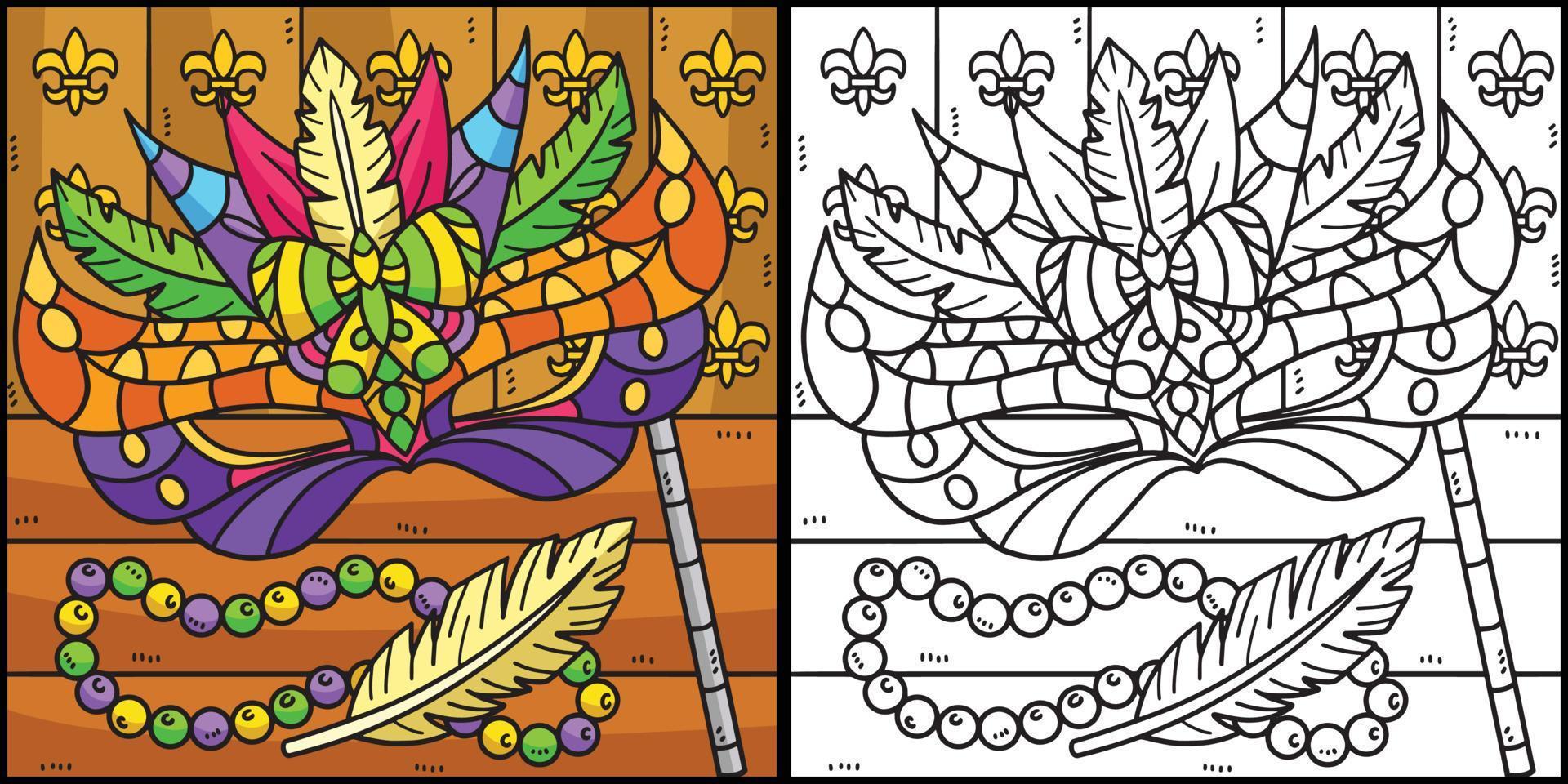 Mardi Gras Mask Coloring Page Illustration vector