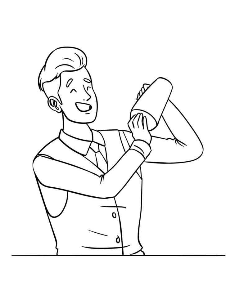 Bartender Isolated Coloring Page for Kids vector