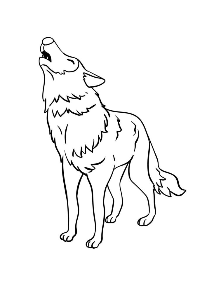 Wolf Isolated Coloring Page for Kids vector