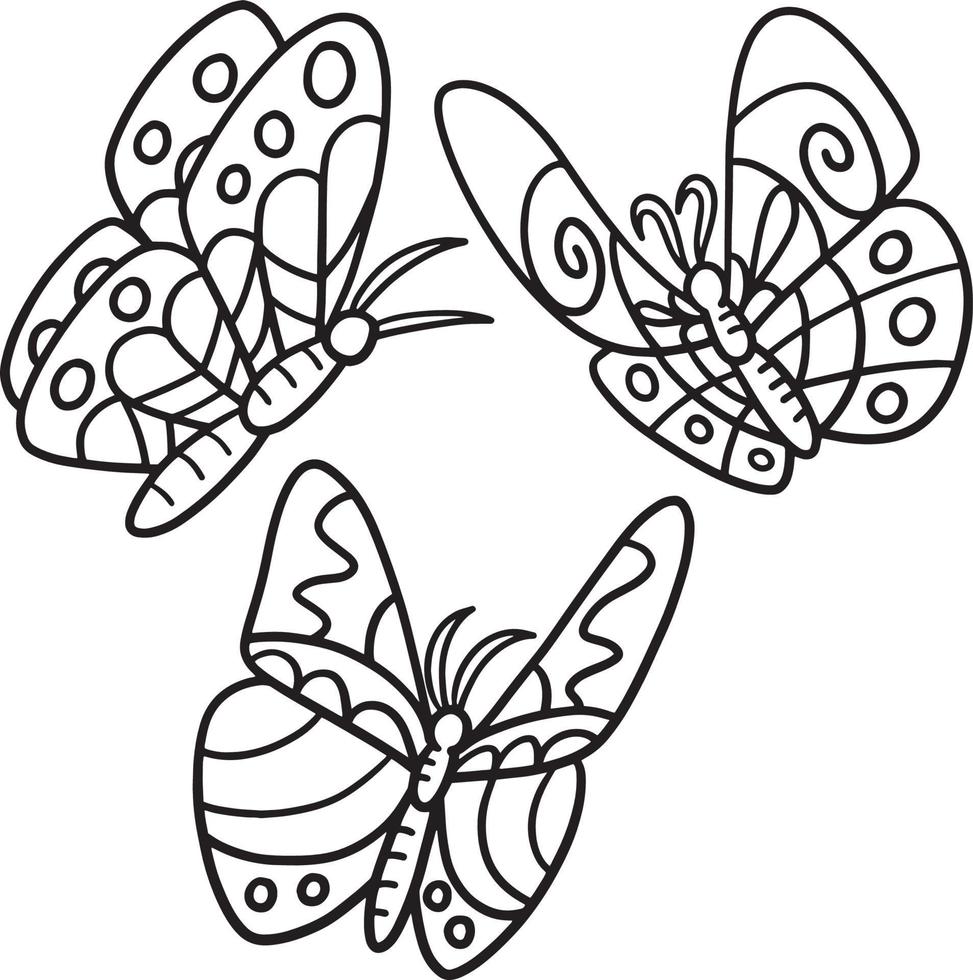 Página para colorear de mariposas aisladas para niños vector