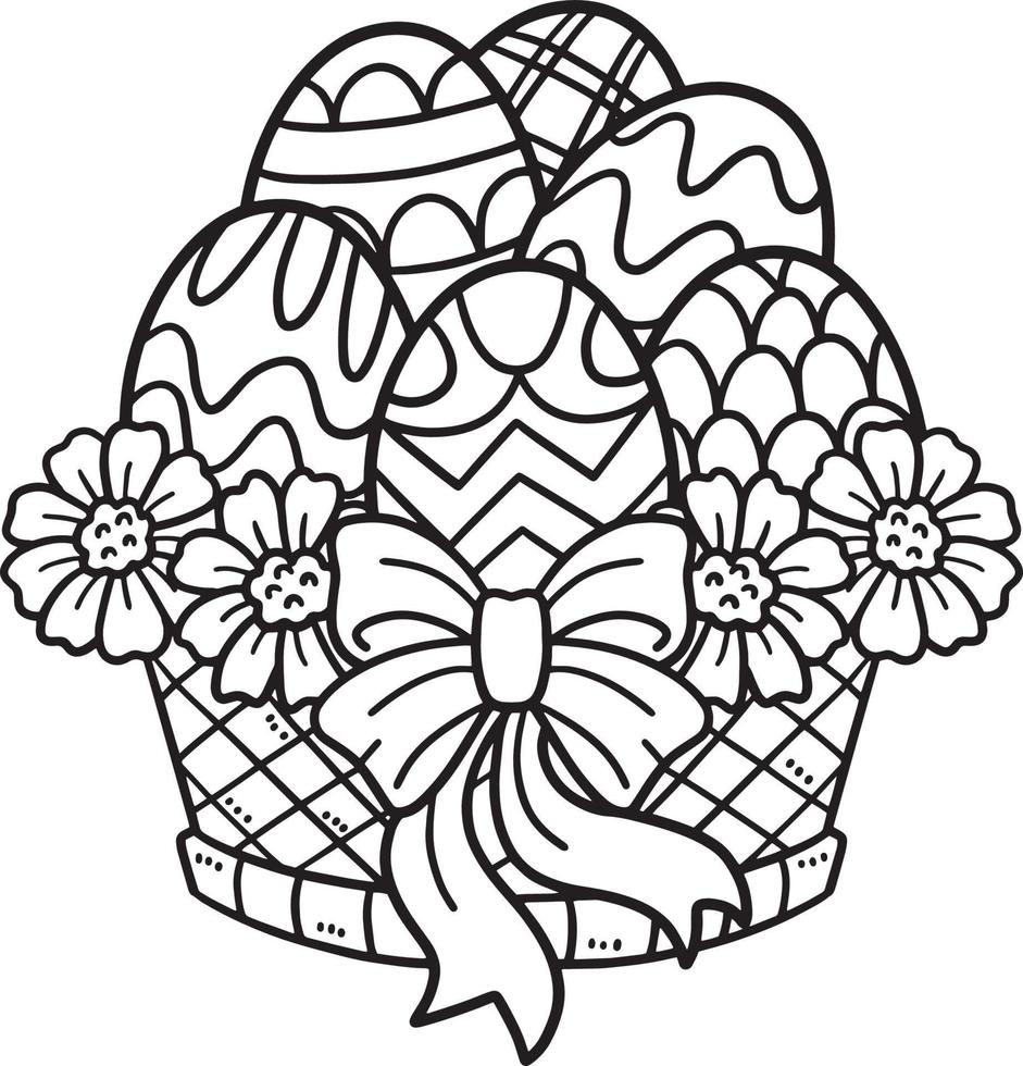 Easter Egg Basket Isolated Coloring Page for Kids vector