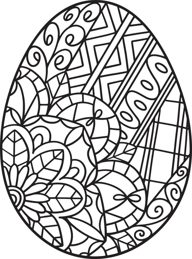 Easter Egg Mandala Isolated Coloring Page vector