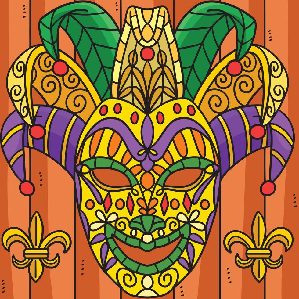 Mardi Gras Jester Mask Colored Cartoon vector